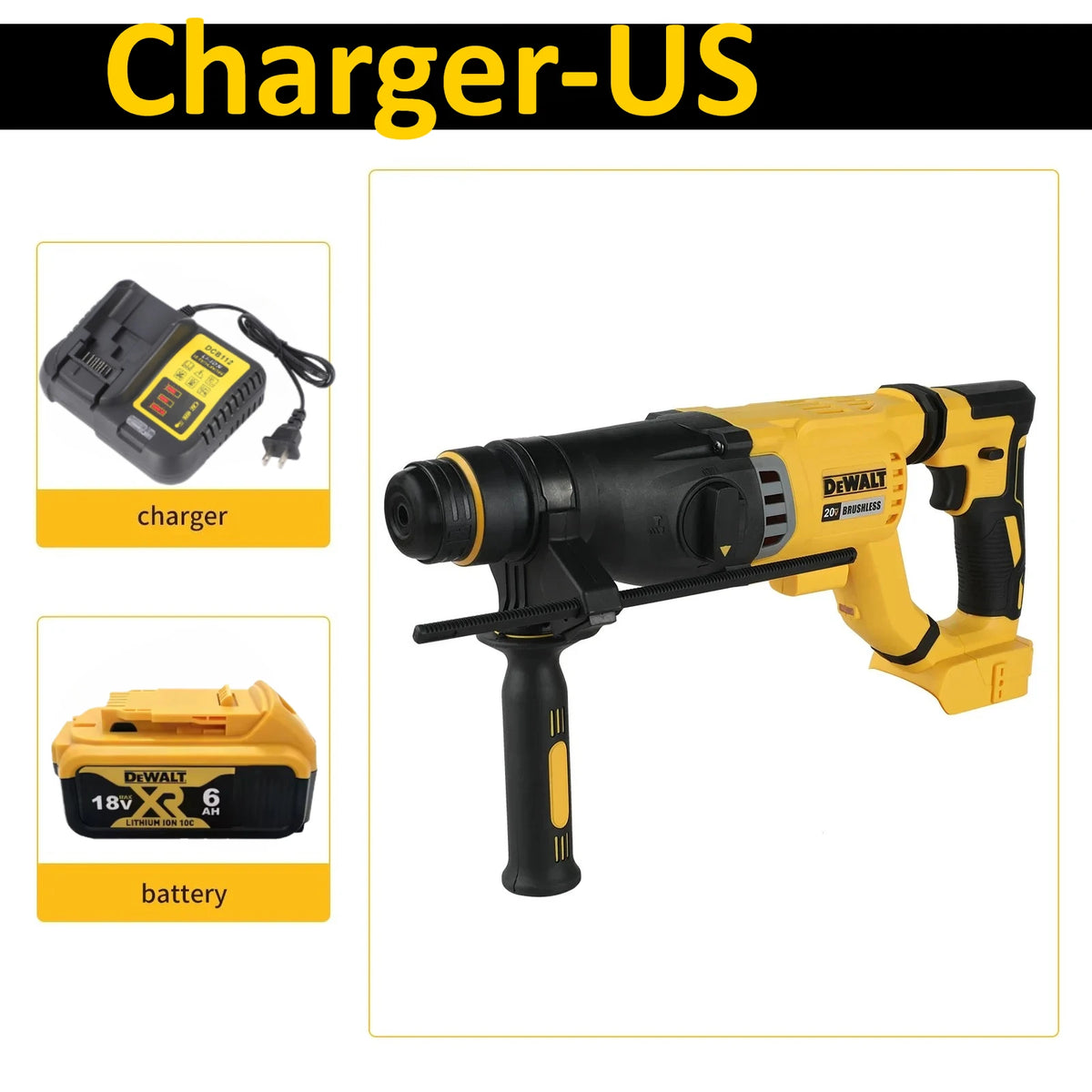 DeWALT 3-in-1 Hand-held Rotary Hammer Lithium Electric Hammer Impact Drill Brushless Cordless 20V Brushless Motor