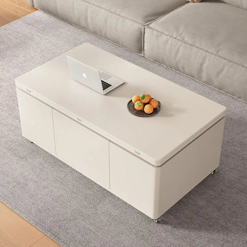 Multifunctional coffee table folding lifting dining table household small apartment dining table living room simple storage tabl