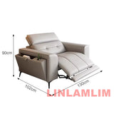 Modern Power Reclining Sofa with Adjustable Headrests – Genuine Leather Recliner Couch with USB, Side Storage and Cup Holders