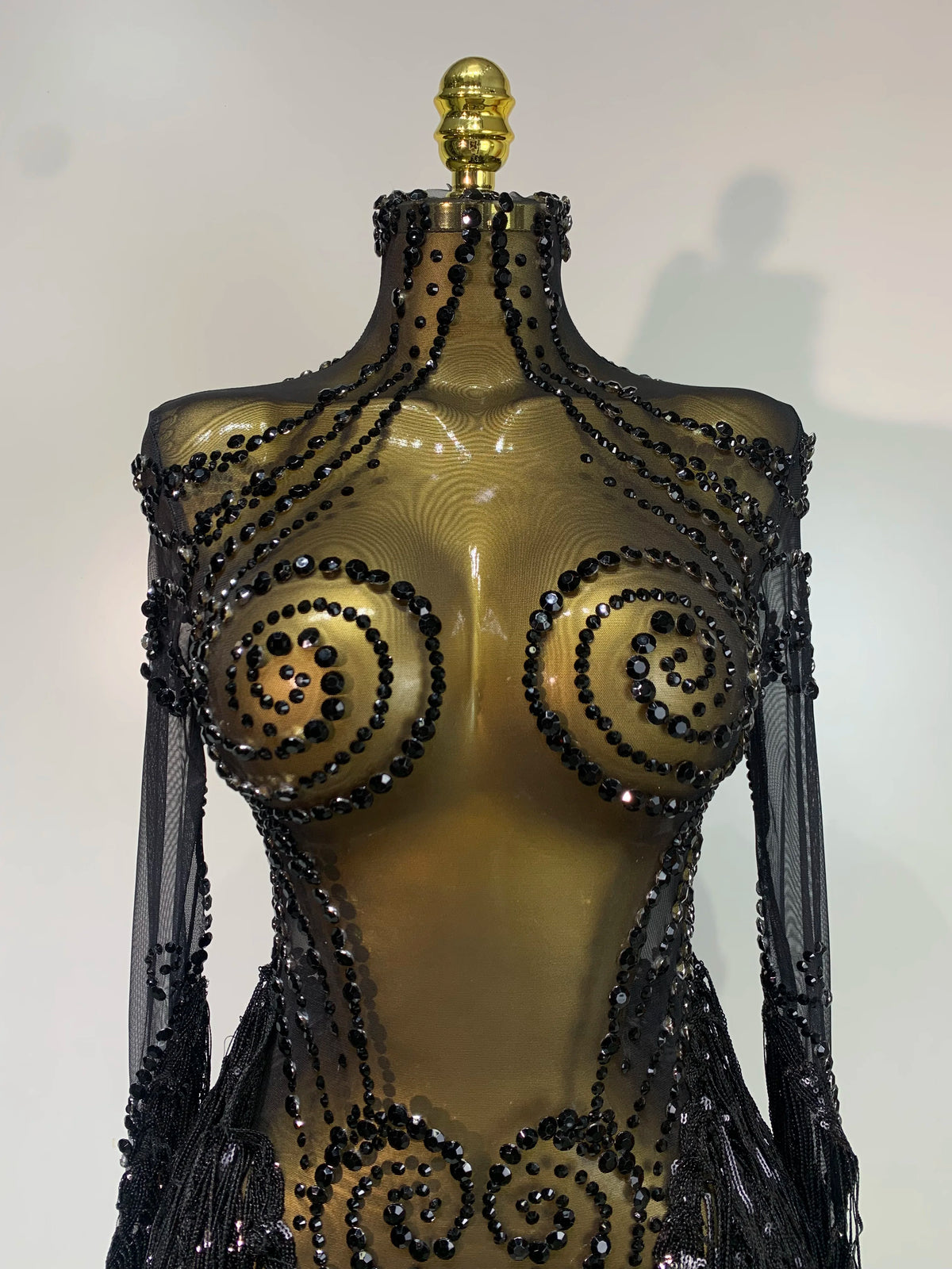 Sparkly Rhinestones Sequins Fringes Birthday Celebrate Evening Dress Women Sexy Mesh Transparent Dance Costume Photo Shoot Wear