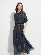 FSLE Retro Checkered Elegant Commuter Dress for Women Spring 2026 New Arrival Quick-Drying Easy-Care WIth Inner camisole Dress