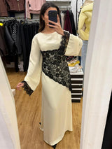 Elegant Women's Dress Full Sleeve Lace Patchwork Solid Straight Loose Female Dresses 2026 Spring Summer Casual Fashion Lady Robe