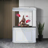 All-in-One AquariumStylish Double Rounded Corner Glass Bar Aquarium Perfect Eco-Aquarium Home Office Decoration Saltwater Freshw