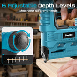 SEESII 18 Gauge Cordless Brad Nail Gun 1000 Brad Nails Cordless Stapler Framing Nailer Furniture Power Tool With 2pcs Battery