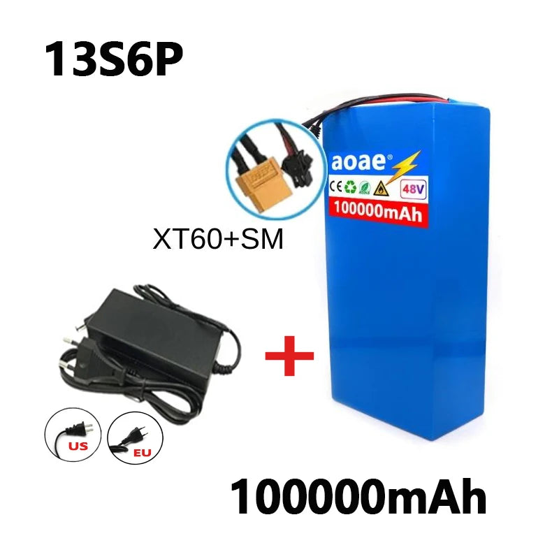 100%18650Original 48V 100Ah 13s6p Lithium Battery Pack 48v1500W Citycoco Motorized Scooter Batteries Built in 30A BMS