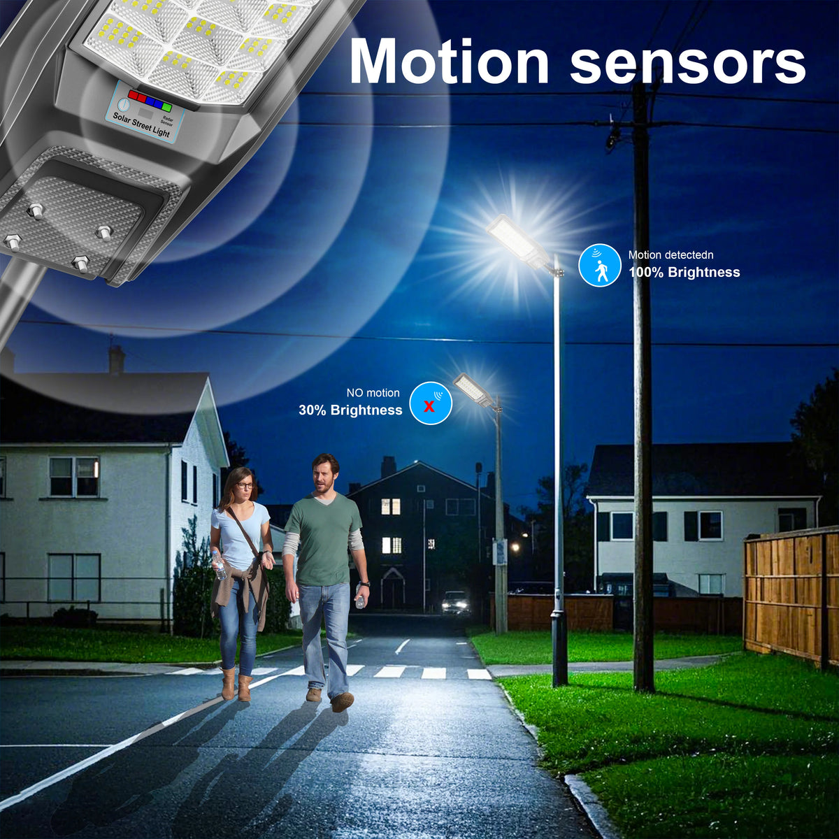 Ship from Local Warehouse, 1-Pack 8000W Outdoor Waterproof Solar Light, Motion Sensor & Remote Control, Timer & Constant Bright Mode, Dusk-to-Dawn Auto On/Off, IP65 Waterproof, Easy Installation, Ideal for Yard and Parking Lot