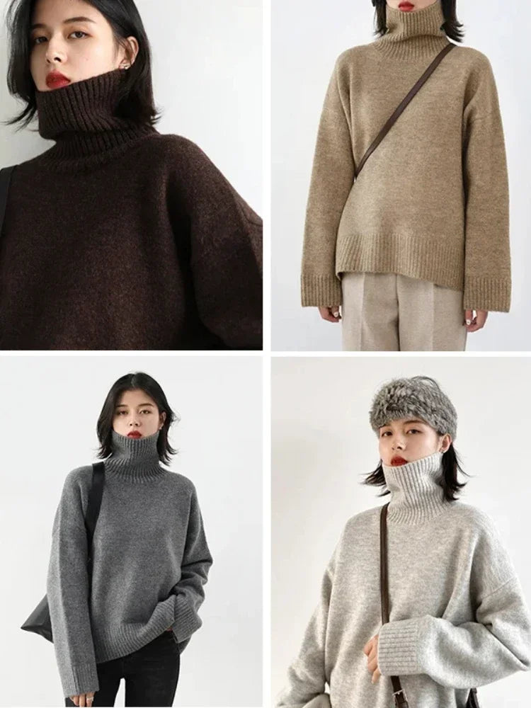 CHIC VEN Women's Sweater Autumn Winter New Turtleneck Knit Pullover Loose Clothes for Women Warm Solid Basic Female Tops 2026