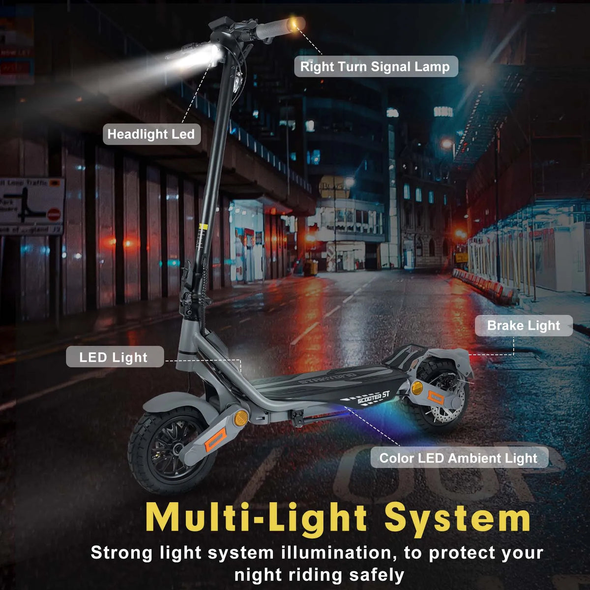 Electric Scooter ST 1200W Motor for Adults, 48V Battery, 35mph Max Speed,10 Inch Tires