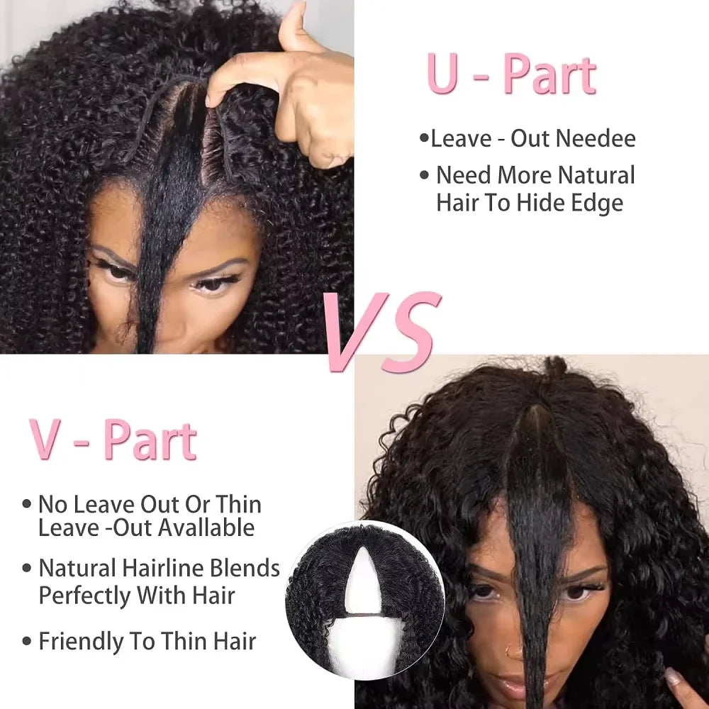 30 32 Inch Long Kinky Straight U Part Wigs Human Hair Wigs V Part Yaki