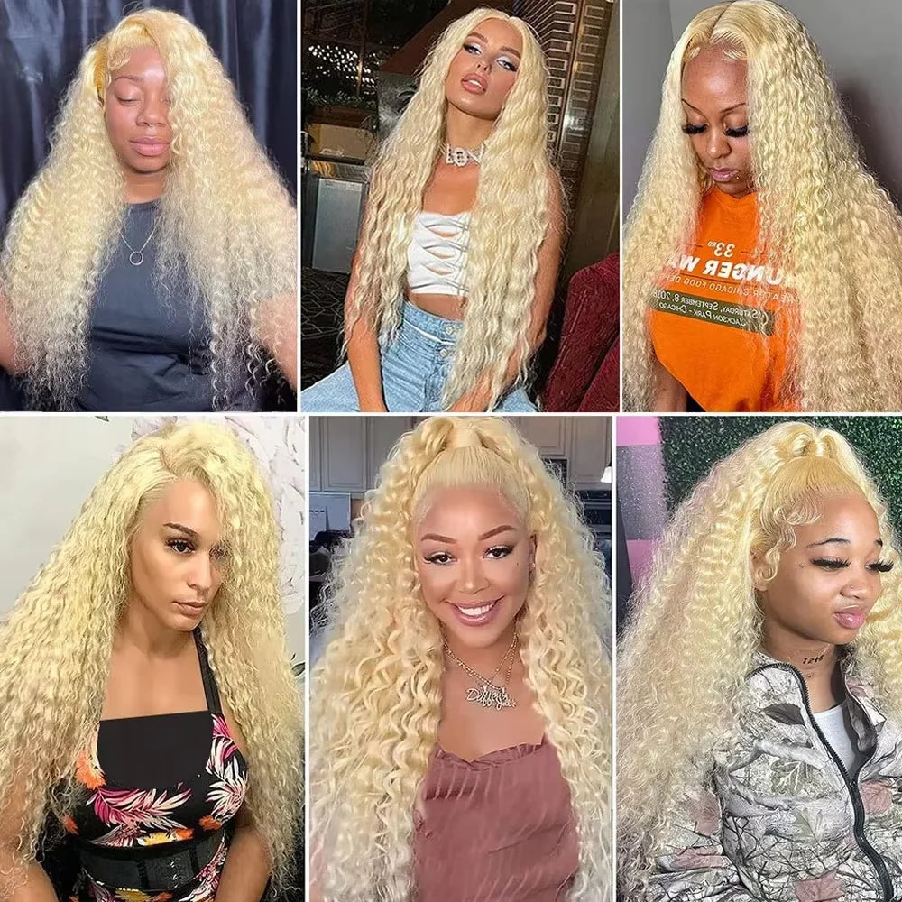 30 32 Inch 613 Loose Deep Wave 13x6 HD Lace Frontal Wigs Curly Brazilian Human Hair Honey Blonde Water Wave Lace Front Wigs
