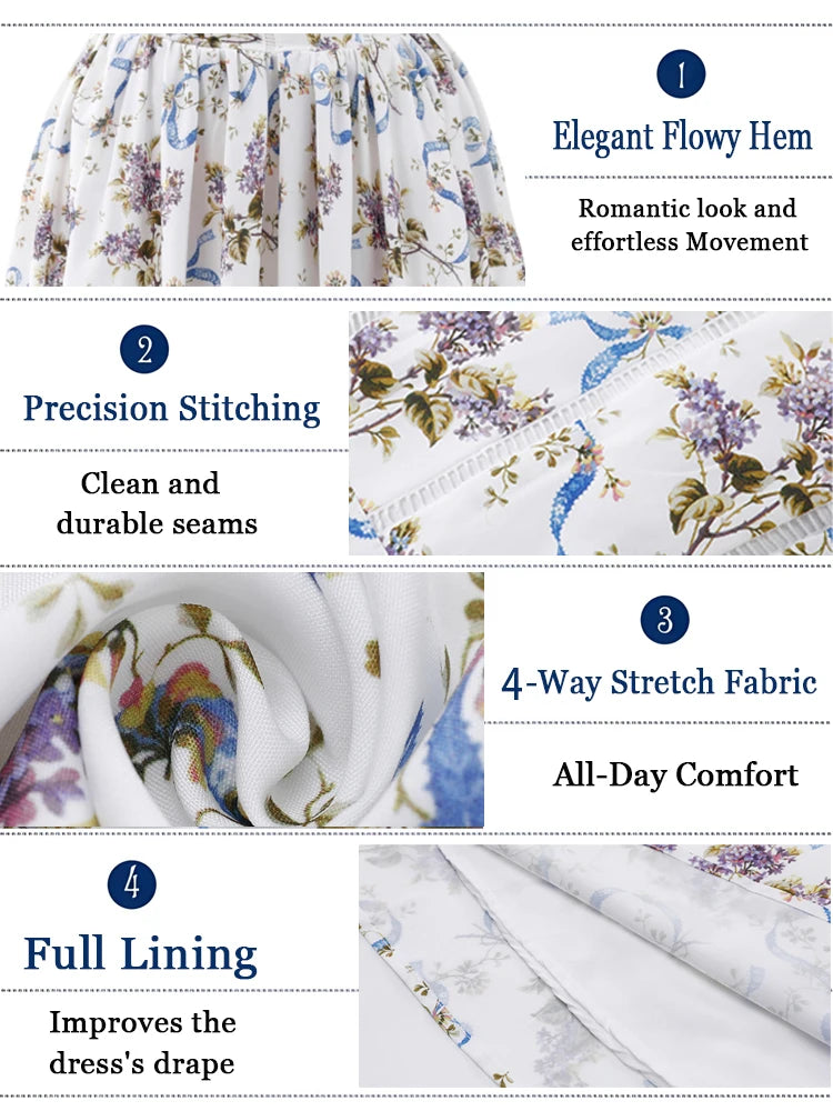 Oligai Floral Print Midi Sundress Elegant Spaghetti Strap Flowy Dress Aussie Summer Women Boho Chic Beach Dress