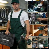 1/2 Impact Wrench 665 Ft-lbs, 21V Cordless with 2 Batteries, Drill Bits & Sockets Set for Car Tire Lug Nut