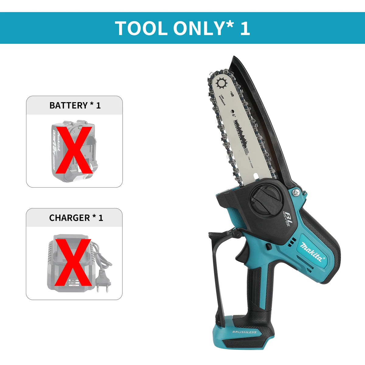 Makita 18V Cordless Chainsaw for Woodworking with Small Handheld Electric 6-inch Logging Sawzall Mini Portable Chainsaw
