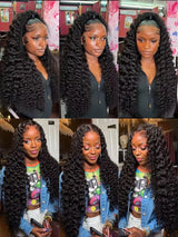 Water Wave Curly 100% Human Hair Brazilian 13x4 13x6 Lace Front Wig 250 Density Deep Wave 360 Full Lace Front Wigs Black