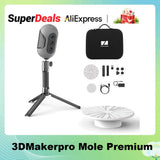 3DMakerpro Mole Premium Handheld 3D Scanner for 3D Printer 0.05mm Accuracy & 0.1mm Resolution 10FPS Scanning Black Objects