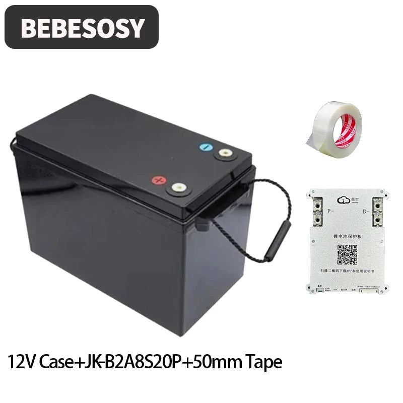 Case 12V 280AH DIY Battery Case Portable Battery Box 230AH 4S Optional 200A BMS 2A Active Balance TFT LCD Tape Bolt For RV