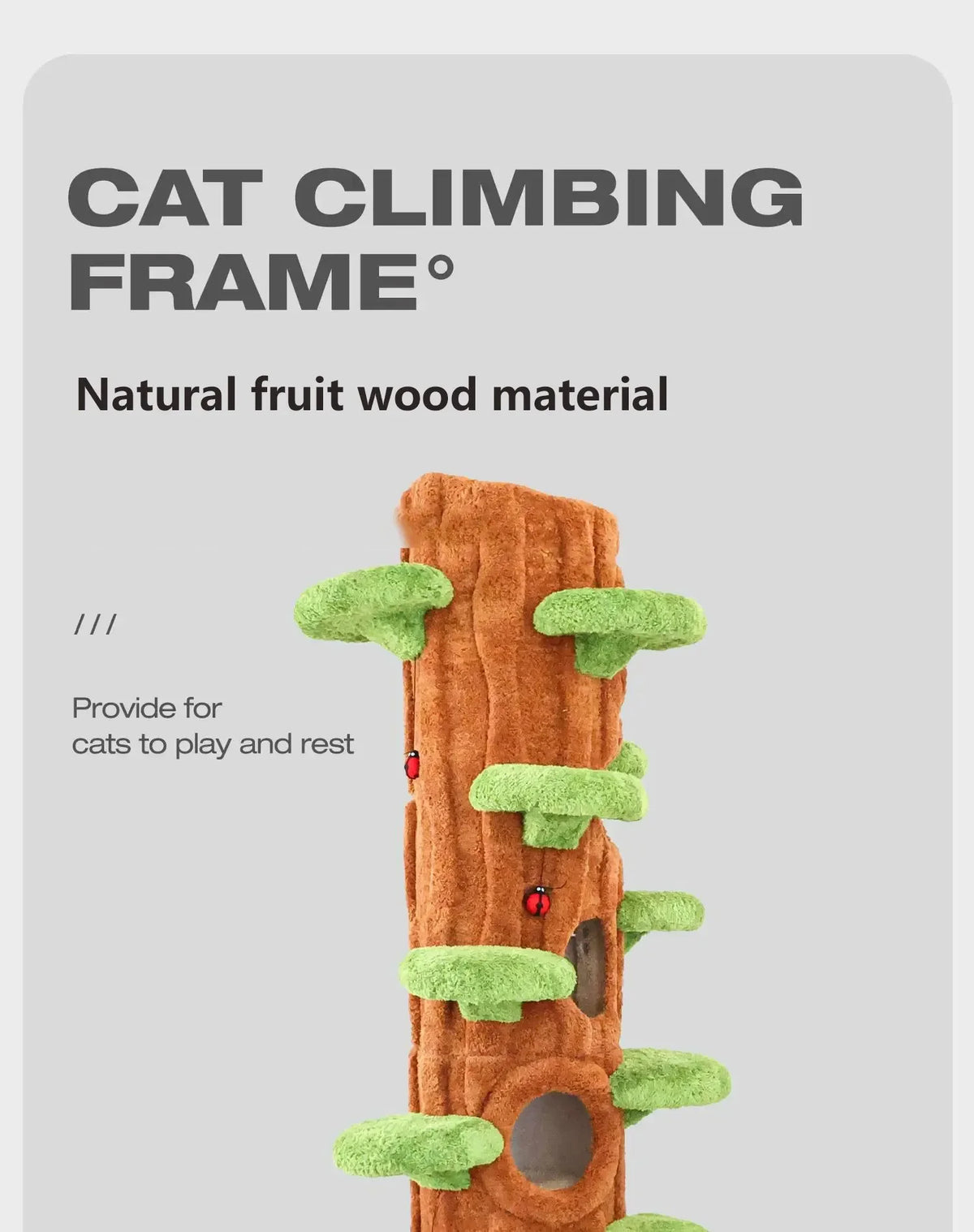 Large Cat Climbing Frame & Towering Tree/large Tree Jumping Platform/solid Wood Villa Tree Hole