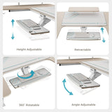 74" U Shaped Electric Height Adjustable Gaming Desk w Keyboard Tray LED Shelves Recording Live Studio Maple,Custom