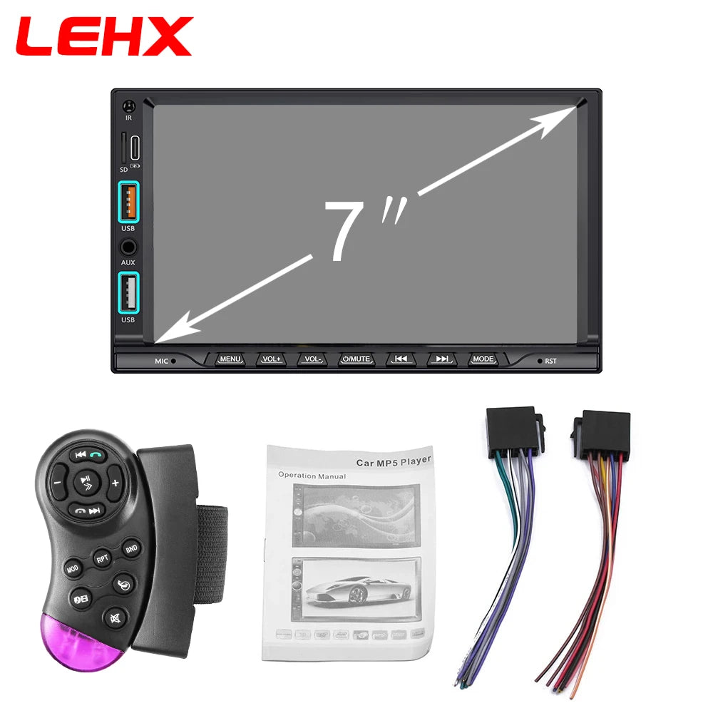 LEHX IPS Touch Screen 7inch 2din Car Radio Carplay Android Auto Bluetooth FM Auxiliary Input Mirror Link Multimedia Player
