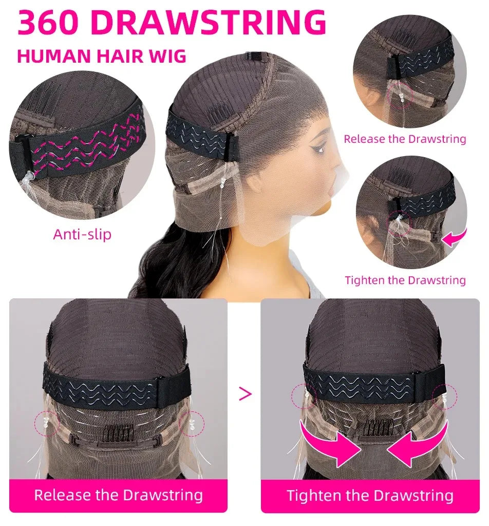 Glueless 5x5 Lace Frontal Wig Body Wave 13x4 5x5 Lace Front Human Hair Wigs 12A Brazilian Virgin Hair Invisi Strap Snug Fit
