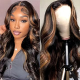 P1B30 Highlight Ombre Body Wave Human Hair Wigs 13X6 Hd Lace Frontal Wig