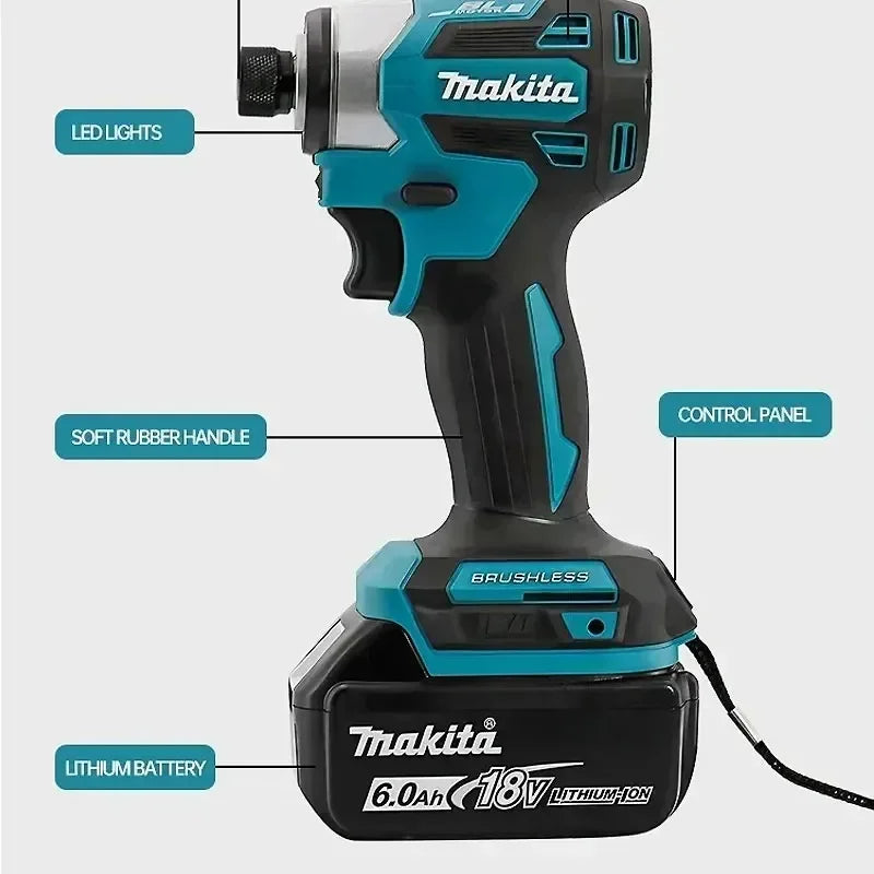 Battery 18V6.0AhMakita DTD173 Brushless Impact Driver Rechargeable Screwdriver Drills Cordless Power Tools 18V BL Motor Tools