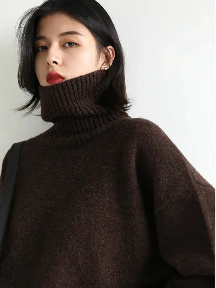 CHIC VEN Women's Sweater Autumn Winter New Turtleneck Knit Pullover Loose Clothes for Women Warm Solid Basic Female Tops 2026