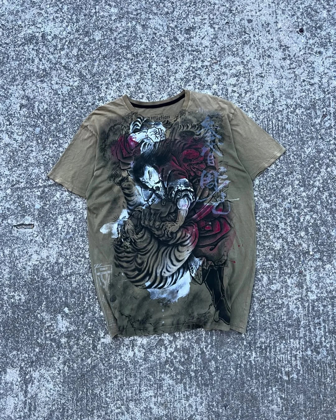 Affliction Wu Song Fights the Tiger T-shirt Men China Style Retro Gothic Short Sleeves Y2K Street Tops