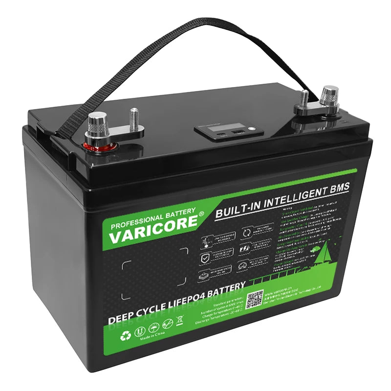 New 12.8V 120AH LiFePO4 Battery 12V Lithium Iron Phosphate for Off Grid Solar Energy, Golf Cart, Camping - Lighter Batteries