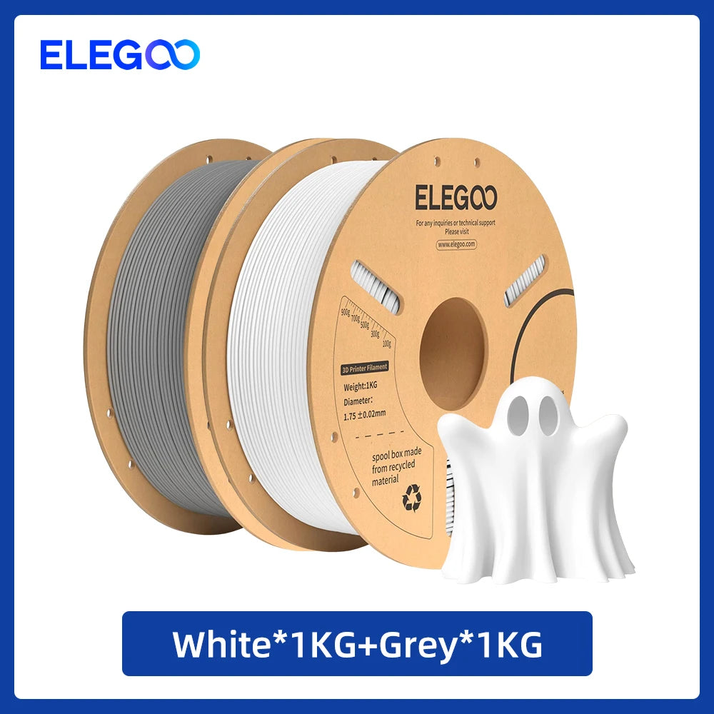 ELEGOO 1.75mm PLA+ Filament 2KG Set Plastic 3D PLA for Most FDM 3D Printers Dimensional Accuracy +/- 0.02mm 2pcs*1kg PLA+ Set