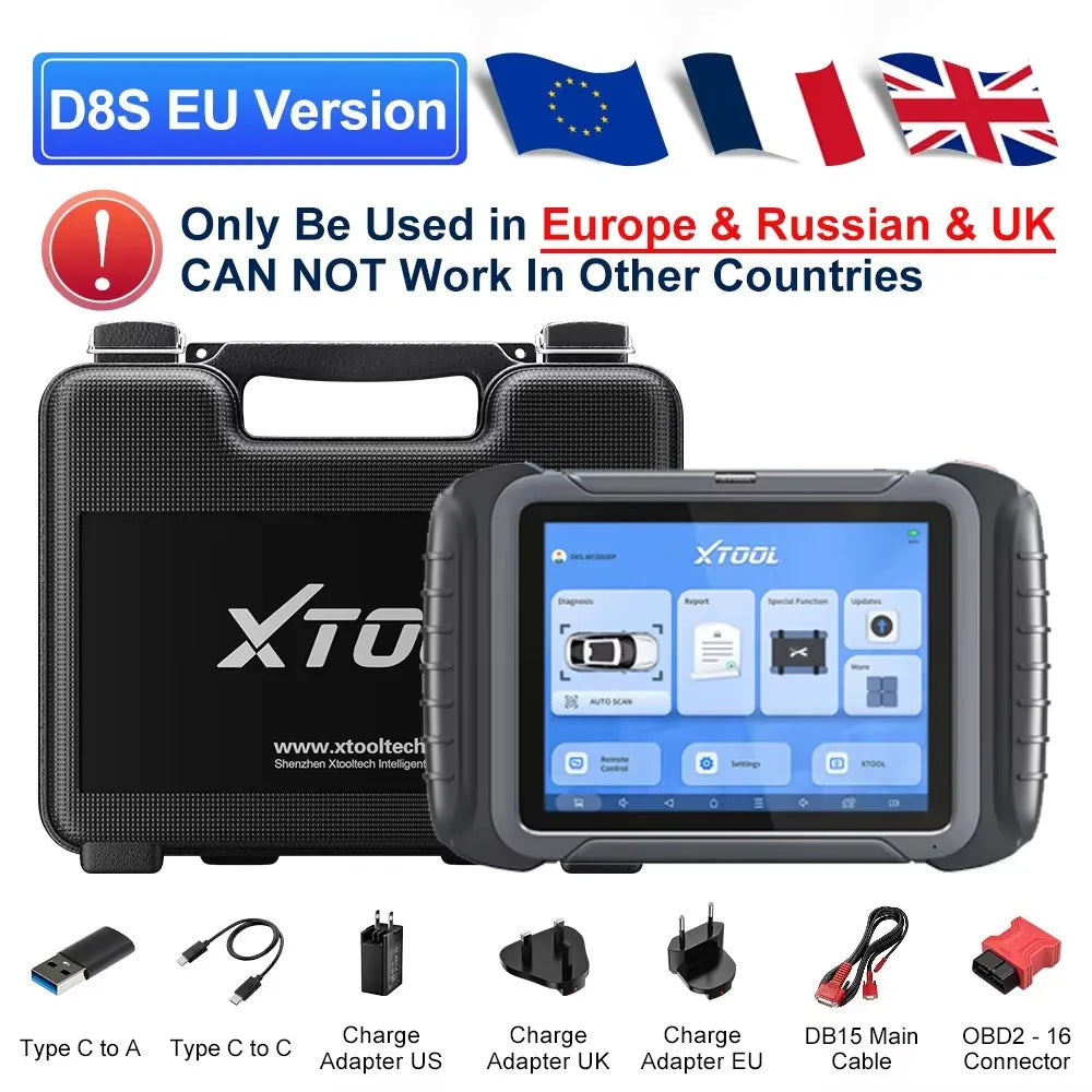 XTOOL D8S V2.0 Automotive Scanner ECU Coding Bidirectional Auto OBD OBD2 Scanner All System Car Diagnostic Tools CAN FD DoIP FCA