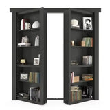 Custom Murphy Door Design: Contemporary Solid Wood Secret Bookcase Hidden Door-28" X 80" Flush Mount with Black High-Grade Paint