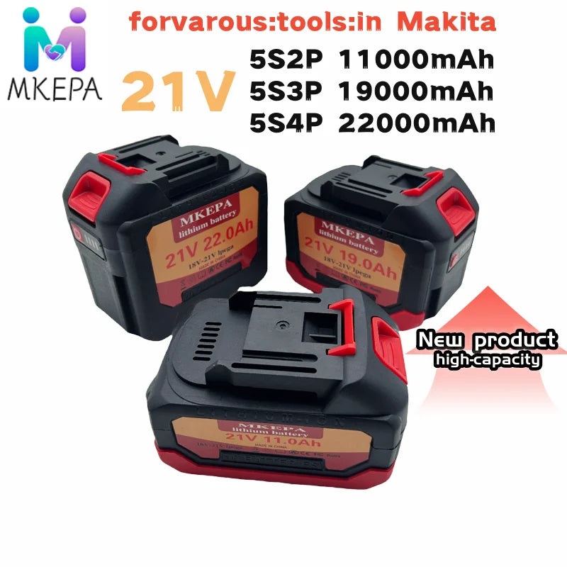 21V 11.0Ah/19.0Ah22.0Ah New Large Capacity Electric Tool Battery Replacement, Suitable for Makita Electric Screwdriver Drill