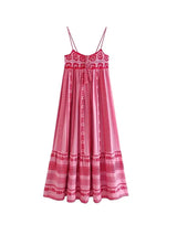 Women Bohemian Midi Dress Vacation Charm Splice Knitted Vintage Strap Dress Women Vestidos Mujer