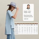 Amii T-shirt Women 2026 Summer New O-Neck Side Slit Cotton Tee Embroidered Letter Lace Accent Women's Short Sleeve Tee 12652029
