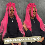 13x6 Purple Lace Front Human Hair Wig Brazilian 613 Blonde Pink Grey