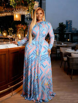 CM.YAYA Women O-neck Full Sleeve Big Swing Tie Dye Print Long Dress 2026 Sexy Beach Party Evening Vacation Maxi Dresses Vestidos