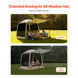 Screen House Tent, 6 x 6 ft, 4-6 Person Pop Up Screen Tent with Extended Awning, Portable Screened in Canopy with Carry Bag, Net