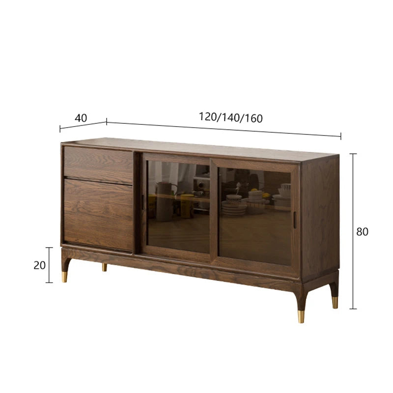 Modern Minimalist Walnut Sideboard Dining Room Wall-Mounted Storage Cabinet Solid Wood Entryway Decor Home Furniture - FYSD