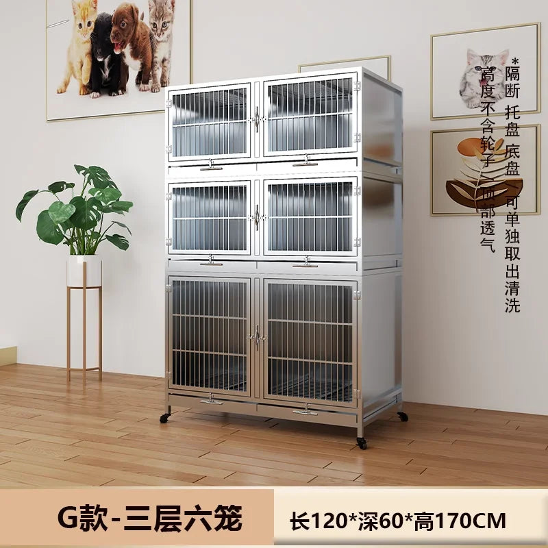 Stainless steel dog cage bold multi-layer pet display cage small dog outdoor display cabinet pet store foster cage