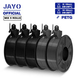 JAYO PETG Filamanet 1.75MM 5Rolls/set 3D Printer Filament PETG Neatly Wound 3D Printing Material For FDM 3D Printer