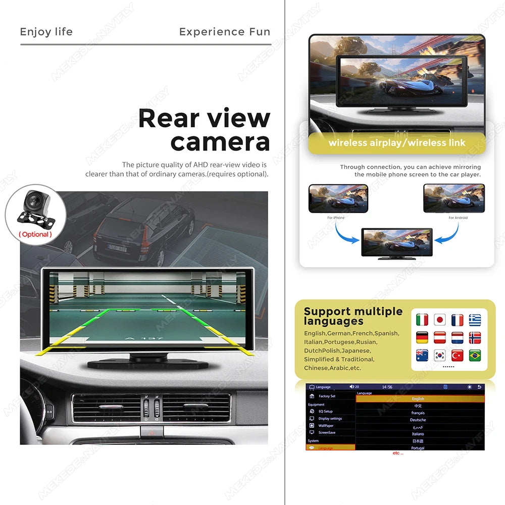 11.26" Linux System Portable installation Car Multimedia Player Carplay Android Auto IPS Screen Support DSP FM AUX Camera SD