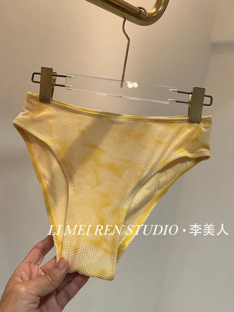 New Yellow camisole bikini skirt style split swimsuit women's suit
