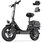 UPlee GQ8 Adult Electric Bike 500W Peak Motor 48V 15AH Electric Scooter 14 Inch Fat Tire Full Shock Foldable with Trunk E Bike