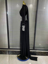 Elegant Rhinestones Long Dress for Women Sexy Mesh See Through Celebrate Evening Prom Birthday Dress Photo Shoot Wear