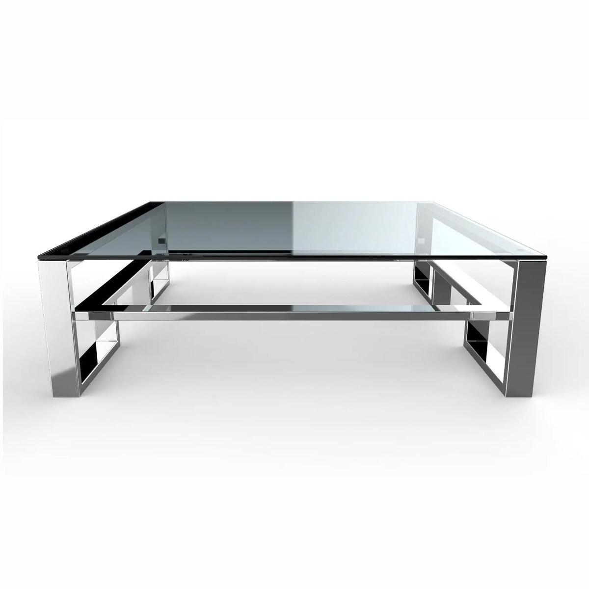 Stainless steel square glass large coffee table square table