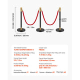 SucceBuy Stanchions 6 Pcs Crowd Control Barriers 4 Velvet Ropes Stainless Steel Stanchion Post Queue w/ Fillable Base for Party
