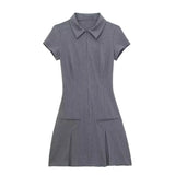Spring 2024 Women's Faion Slim Fit ort Dr Wide Pleat Versatile Design Commute Sle ort Sve Other Material 00%