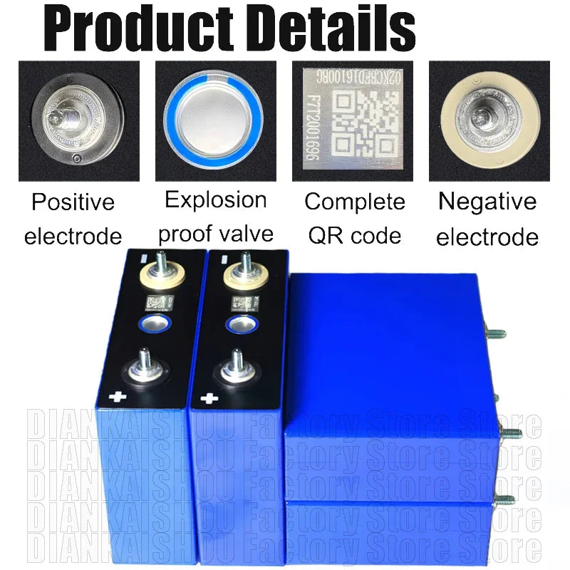 1-32pcs New Lifepo4 Battery Grade A 3.2V 100Ah 105Ah 12V 24V 48V 4000 Cycles Solar Lithium Iron Phosphate Rechargeable Battery