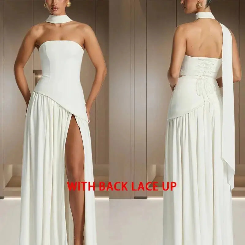 Giyu Sexy Evening Party Dresses Women 2026 Autumn Summer Maxi Long Dress Elegant Strapless Split Backless Pleated Dress